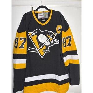Pittsburgh Penguins #87 Sidney Crosby CCM Vintage Hockey Jersey Sz 52 L/XL Sewn